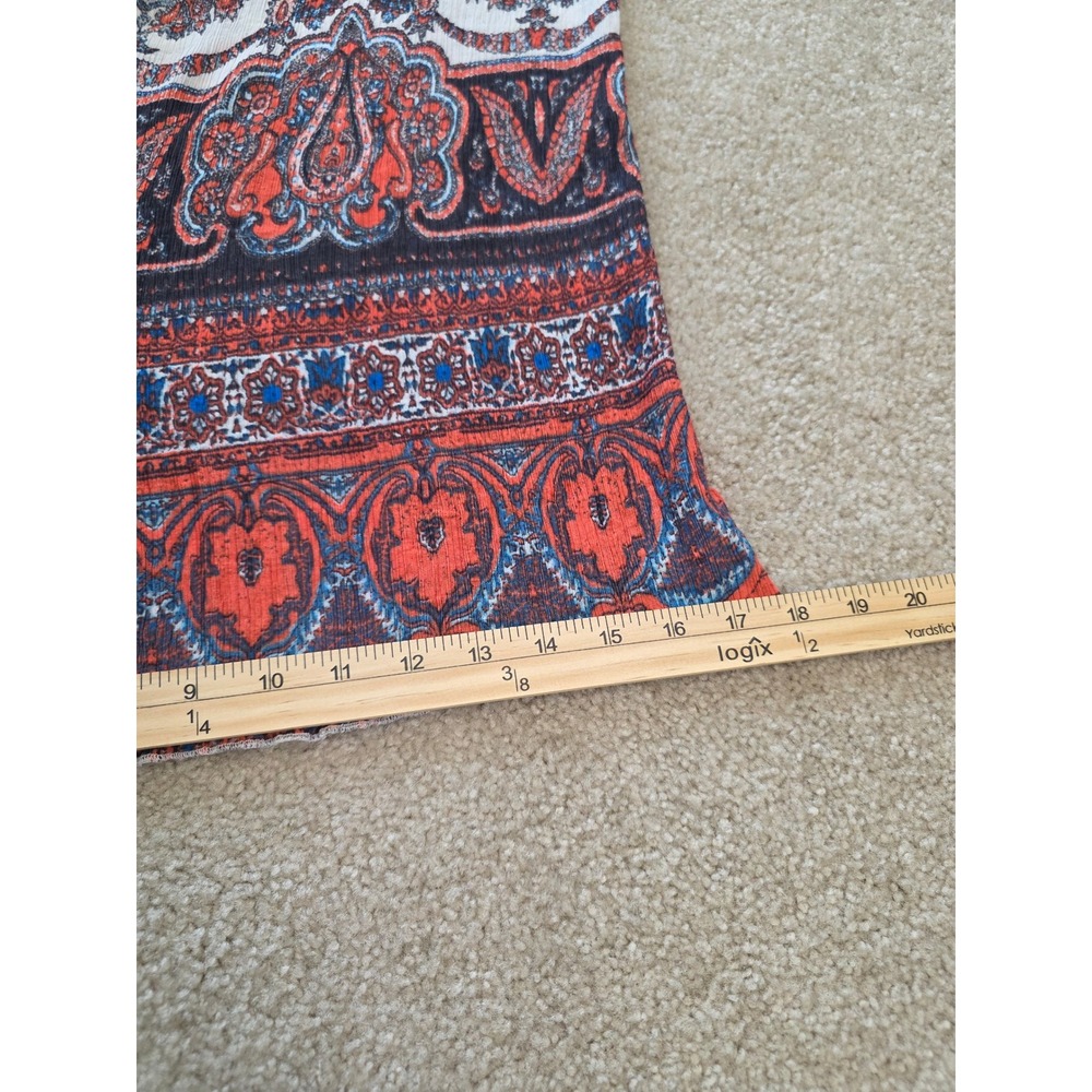 Free People Boho Paisley Wide Leg Palazzo Pants Red Blue Cream Gauze Large - Picture 5 of 10